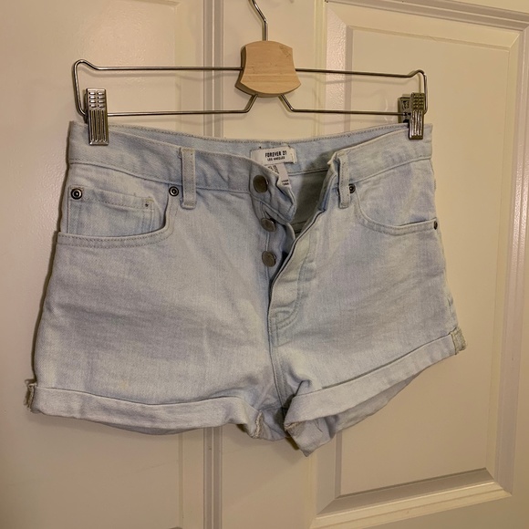 high waisted light washed shorts - Picture 1 of 3
